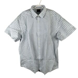 UNTUCKit Clarke Shirt Short Sleeve Button Up Mens 3XL Reg Blue Check Cotton NEW